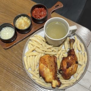Галушки с жаренной курицей